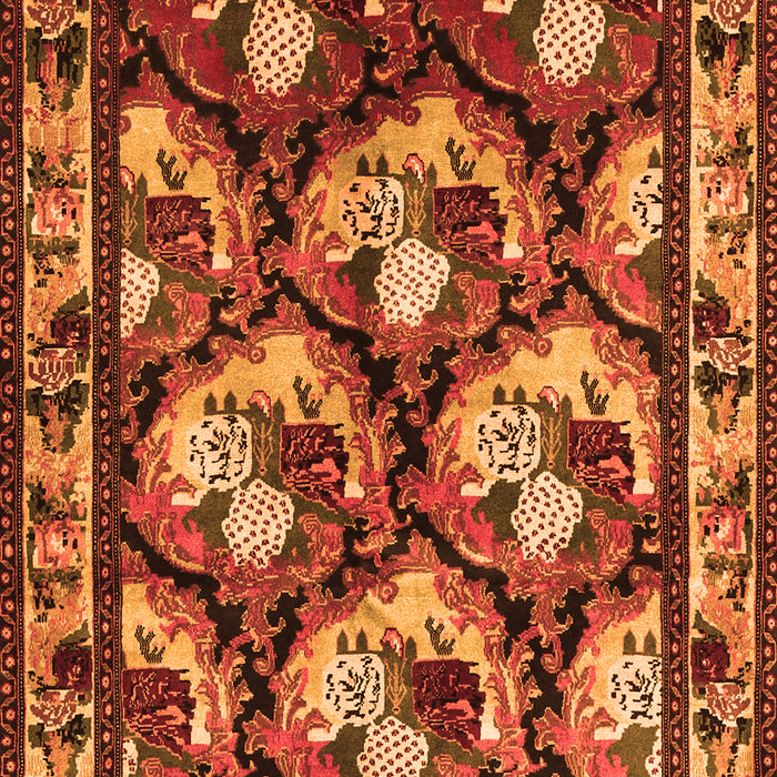 Serging Thickness of Machine Washable Animal Orange Traditional Area Rugs, wshtr1337org