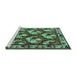 Sideview of Machine Washable Animal Turquoise Traditional Area Rugs, wshtr1337turq