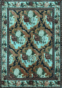 Animal Light Blue Traditional Rug, tr1337lblu