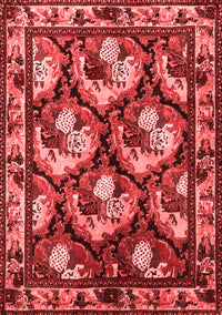 Animal Red Traditional Rug, tr1337red