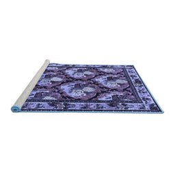 Sideview of Machine Washable Animal Blue Traditional Rug, wshtr1337blu