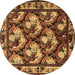 Round Animal Brown Traditional Rug, tr1337brn