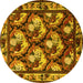 Round Animal Yellow Traditional Rug, tr1337yw