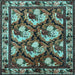 Square Machine Washable Animal Light Blue Traditional Rug, wshtr1337lblu