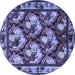 Round Animal Blue Traditional Rug, tr1337blu