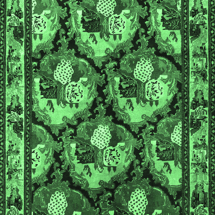 Machine Washable Animal Emerald Green Traditional Area Rugs, wshtr1337emgrn