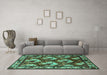 Machine Washable Animal Turquoise Traditional Area Rugs in a Living Room,, wshtr1337turq