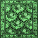 Square Animal Emerald Green Traditional Rug, tr1337emgrn