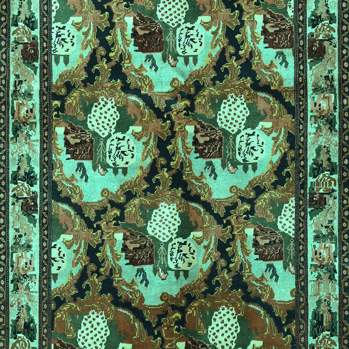 Animal Turquoise Traditional Rug, tr1337turq