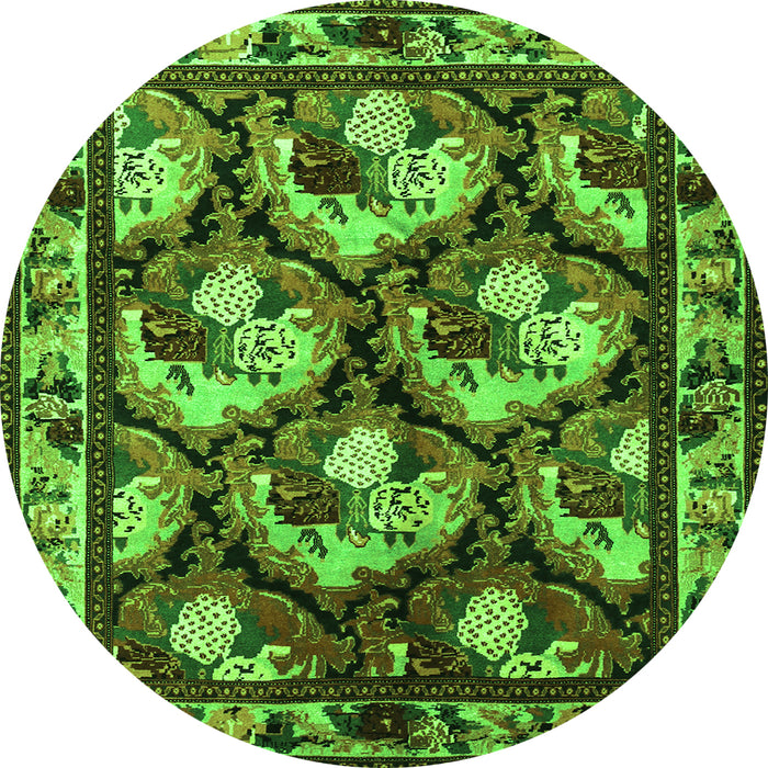Square Animal Green Traditional Rug, tr1337grn