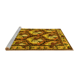 Sideview of Machine Washable Animal Yellow Traditional Rug, wshtr1337yw