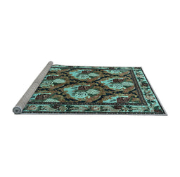 Sideview of Machine Washable Animal Light Blue Traditional Rug, wshtr1337lblu