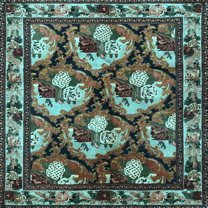 Square Animal Light Blue Traditional Rug, tr1337lblu