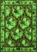 Animal Green Traditional Rug, tr1337grn