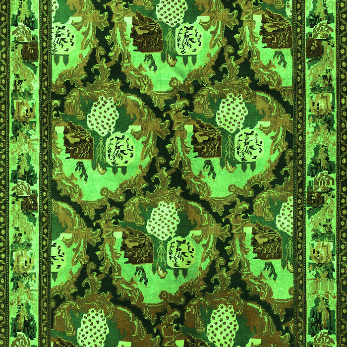 Animal Green Traditional Rug, tr1337grn