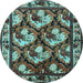 Round Machine Washable Animal Light Blue Traditional Rug, wshtr1337lblu