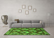 Machine Washable Animal Green Traditional Area Rugs in a Living Room,, wshtr1337grn