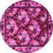 Round Machine Washable Animal Pink Traditional Rug, wshtr1337pnk