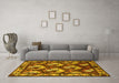 Machine Washable Animal Yellow Traditional Rug in a Living Room, wshtr1337yw