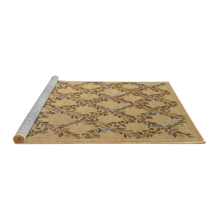 Sideview of Machine Washable Traditional Light Brown Rug, wshtr1338