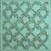 Square Machine Washable Persian Light Blue Traditional Rug, wshtr1338lblu