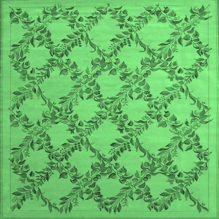 Square Persian Emerald Green Traditional Rug, tr1338emgrn