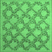Square Persian Emerald Green Traditional Rug, tr1338emgrn