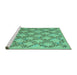 Sideview of Machine Washable Persian Turquoise Traditional Area Rugs, wshtr1338turq