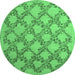 Round Persian Emerald Green Traditional Rug, tr1338emgrn