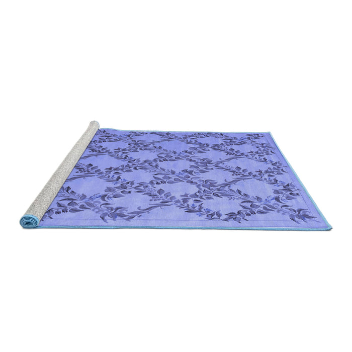 Sideview of Machine Washable Persian Blue Traditional Rug, wshtr1338blu