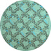 Round Persian Light Blue Traditional Rug, tr1338lblu