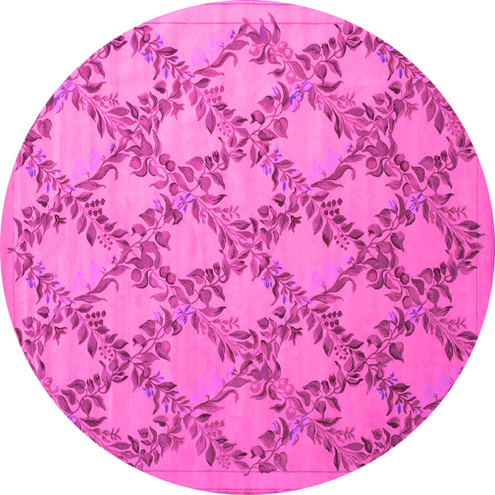 Round Machine Washable Persian Pink Traditional Rug, wshtr1338pnk