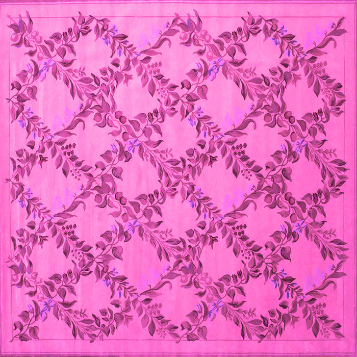 Square Machine Washable Persian Pink Traditional Rug, wshtr1338pnk