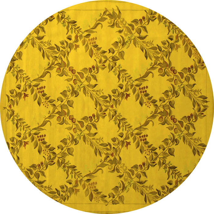 Round Persian Yellow Traditional Rug, tr1338yw