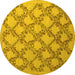Round Persian Yellow Traditional Rug, tr1338yw