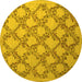 Round Machine Washable Persian Yellow Traditional Rug, wshtr1338yw