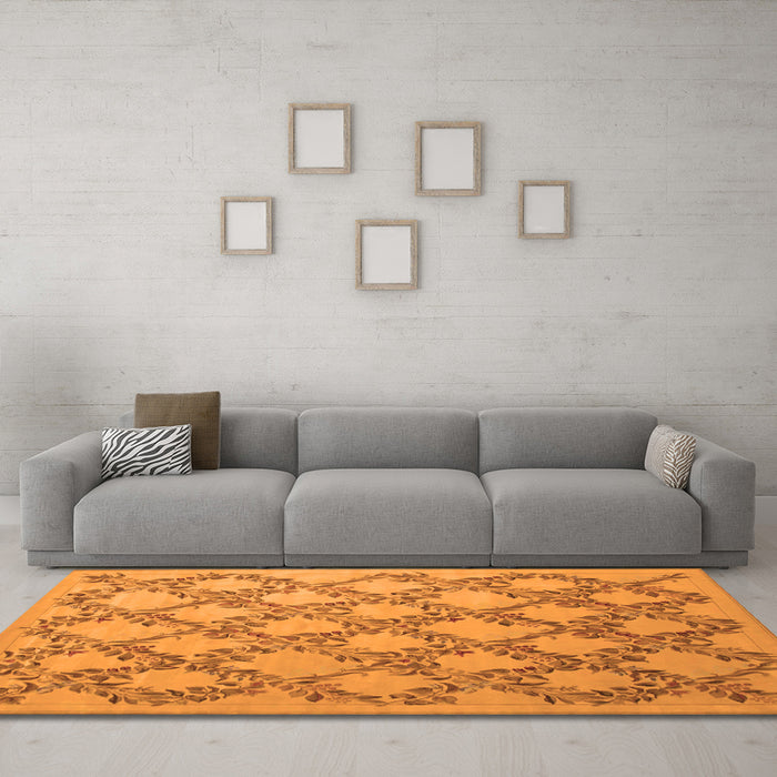 Machine Washable Persian Orange Traditional Area Rugs in a Living Room, wshtr1338org