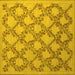 Square Machine Washable Persian Yellow Traditional Rug, wshtr1338yw