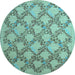 Round Machine Washable Persian Light Blue Traditional Rug, wshtr1338lblu