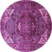 Round Machine Washable Persian Purple Traditional Area Rugs, wshtr1339pur