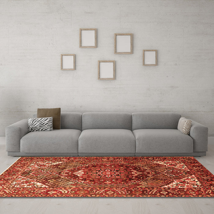 Machine Washable Persian Orange Traditional Area Rugs in a Living Room, wshtr1339org