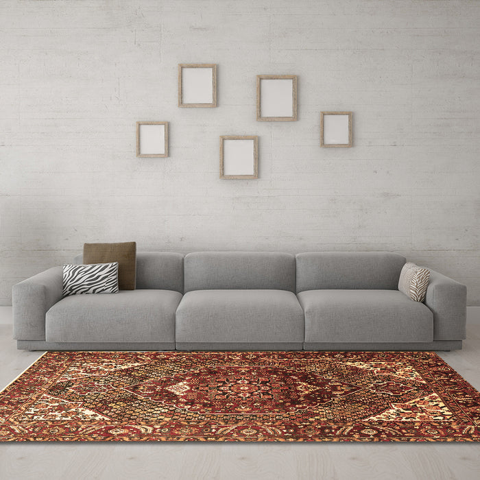 Machine Washable Persian Brown Traditional Rug in a Living Room,, wshtr1339brn