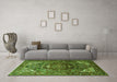 Machine Washable Persian Green Traditional Area Rugs in a Living Room,, wshtr1339grn