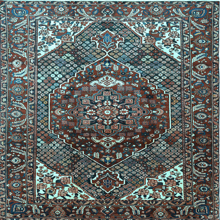 Square Machine Washable Persian Light Blue Traditional Rug, wshtr1339lblu