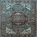 Square Machine Washable Persian Light Blue Traditional Rug, wshtr1339lblu