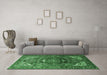 Machine Washable Persian Emerald Green Traditional Area Rugs in a Living Room,, wshtr1339emgrn