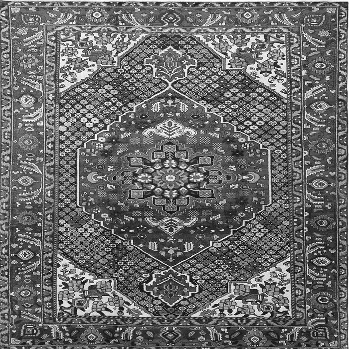 Round Machine Washable Persian Gray Traditional Rug, wshtr1339gry
