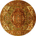 Round Persian Yellow Traditional Rug, tr1339yw