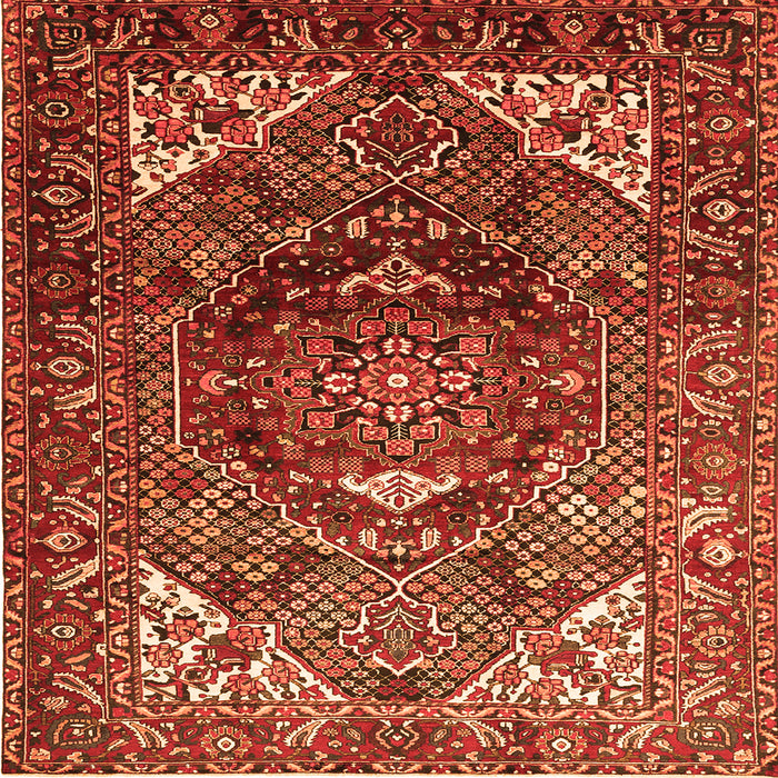 Round Machine Washable Persian Orange Traditional Area Rugs, wshtr1339org