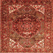 Round Machine Washable Persian Orange Traditional Area Rugs, wshtr1339org